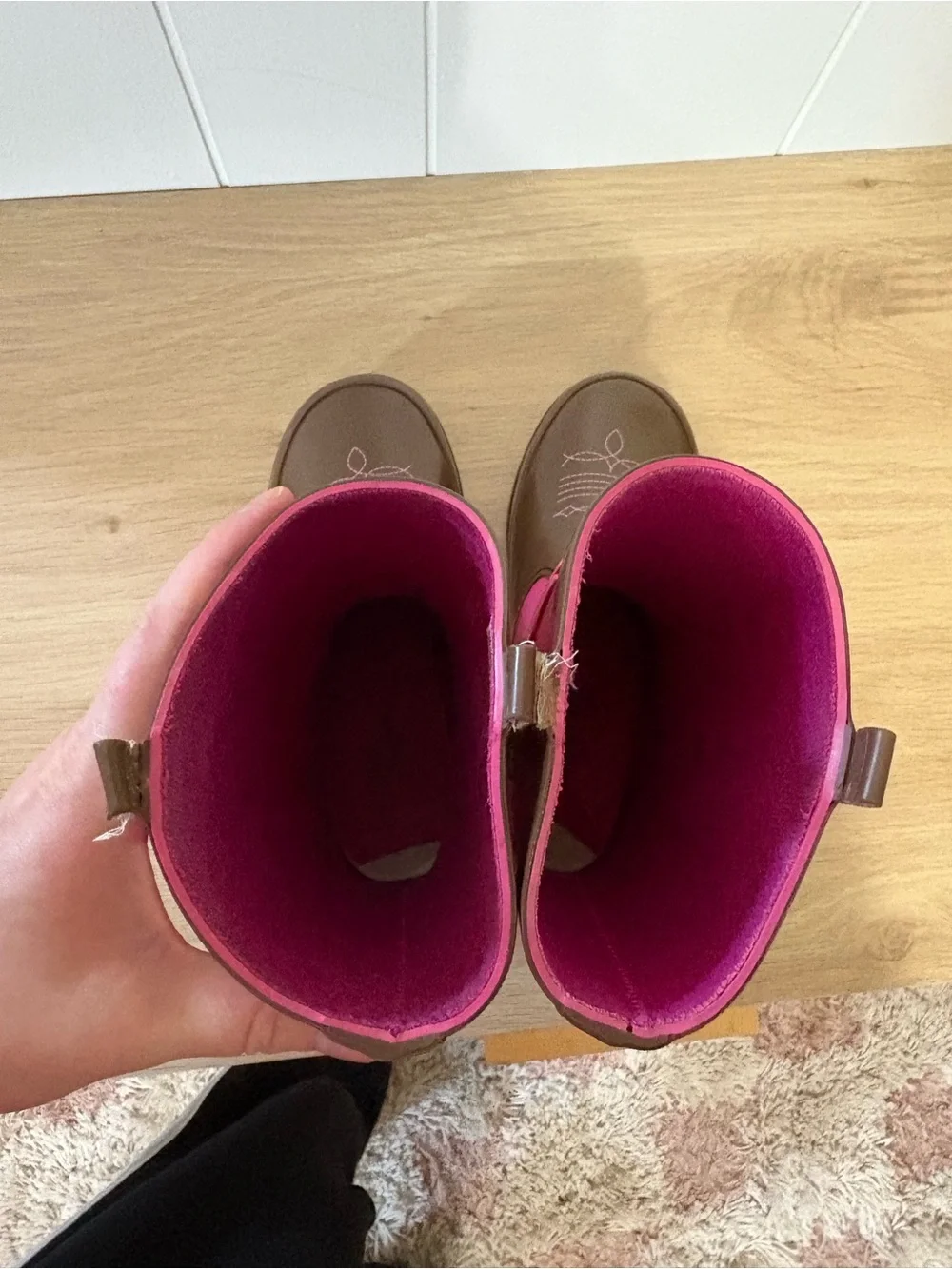 Western Chief Kids Pink and Brown Cowboy Rain Boots